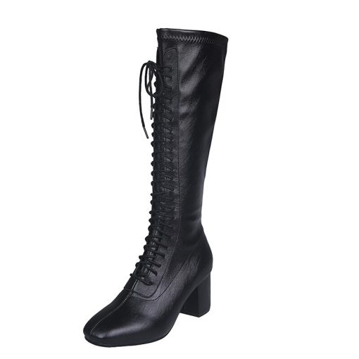 main image5comemore New 2021 Autumn Winter High Quality Leather Boots Women s High Heel Knee High Boots