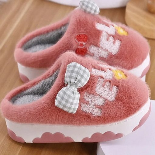 variant image02022 New Cotton Slippers Women Winter Thick Bottom Cute Baotou Drag Household Indoor Warm Wool Slippers