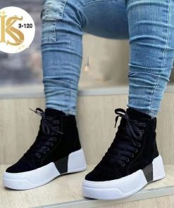 variant image02022 Spring Autumn Women Canvas Shoes High Platform Shoes Female Casual Thick bottom Invisibility Increases Inside