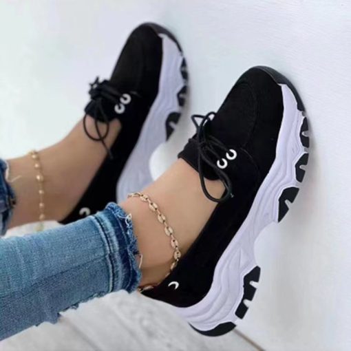 variant image02023 New Thick soled Women s Sports Shoes Fashion Casual Comfortable Slip on Flat Shoes Women
