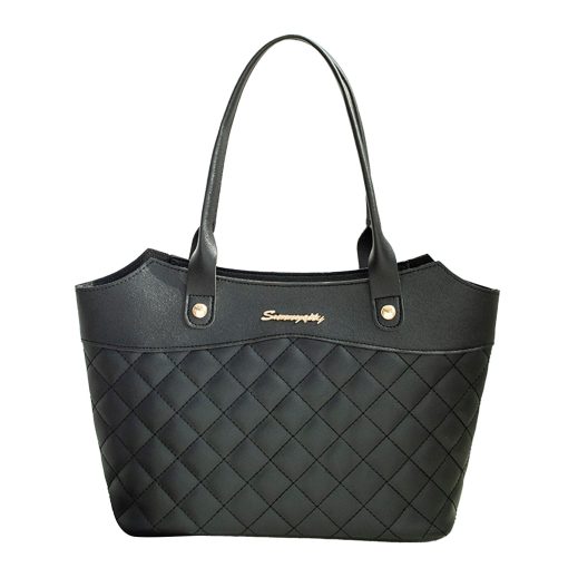 variant image0Fashion PU Leather Tote Bag Rhombic Jacquard Letter Label Simple Style Elegant Wild Street Female Women