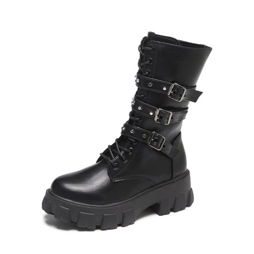 variant image0Goth Boots Woman Winter 2022 WOMEN ANKLE BOOTS Platform Shoes Sneakers Studded Belt Buckle Punk Army
