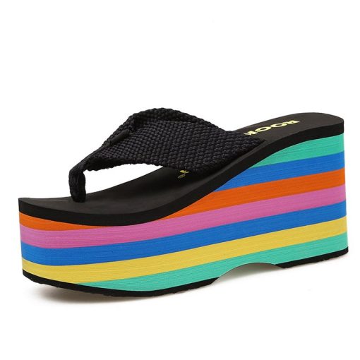 variant image0Women Flip Flops Beach Shoes Wedge Sandals Super High 10CM Heels Casual Peep Toe Platform Slippers