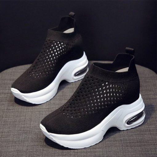 variant image0Women Sneakers Breathable Female Knitted Shoes Thick Bottom Walking Shoes Soft Comfortable Spring Air Cushion Summer