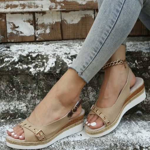 variant image0Womens Wedge Sandals Summer 2022 Peep Toe Platform Gladiator Shoes Woman Bowtie Non slip Espadrilles Sandalias