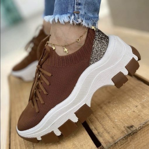 variant image12021 New Sock Sneakers Plaform Slip On Breathable Kniting Casual Women Shoes Good Quality Light Mesh