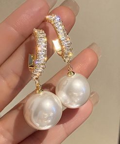 variant image12022 New Classic Elegant Imitation Pearl Dangle Earrings For Women Crystal Long Tassel Exquisite Drop Earring