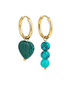 variant image15Bohemian Handmade Natural Stone Beads Hoop Earrings for Women Golden Color Stainless Steel Circle Huggie Hoops