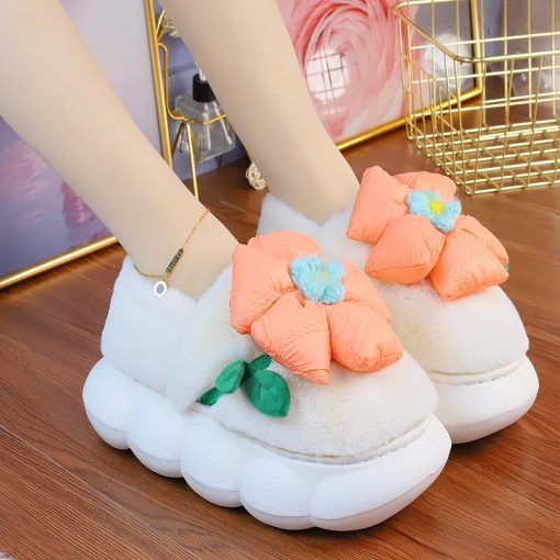 variant image1Cotton Slippers Women s Autumn And Winter Wear Cute And Sweet Indoor Home Thick soled Bag