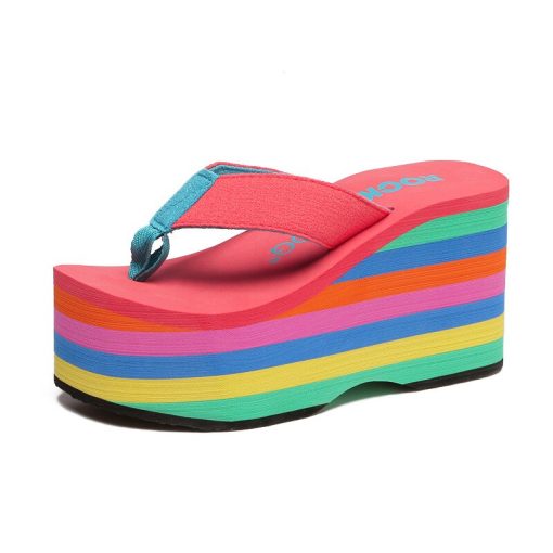 variant image1Women Flip Flops Beach Shoes Wedge Sandals Super High 10CM Heels Casual Peep Toe Platform Slippers