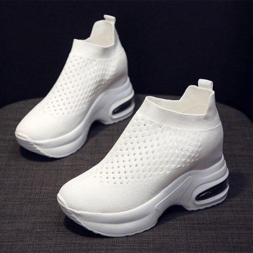 variant image1Women Sneakers Breathable Female Knitted Shoes Thick Bottom Walking Shoes Soft Comfortable Spring Air Cushion Summer