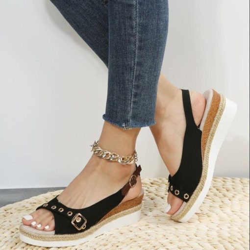variant image1Womens Wedge Sandals Summer 2022 Peep Toe Platform Gladiator Shoes Woman Bowtie Non slip Espadrilles Sandalias