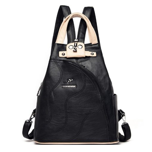 variant image22022 Designer Women Leather Backpack Patchwork Soft Multi Function Small Backpack Female Ladies Shoulder Bag Girl