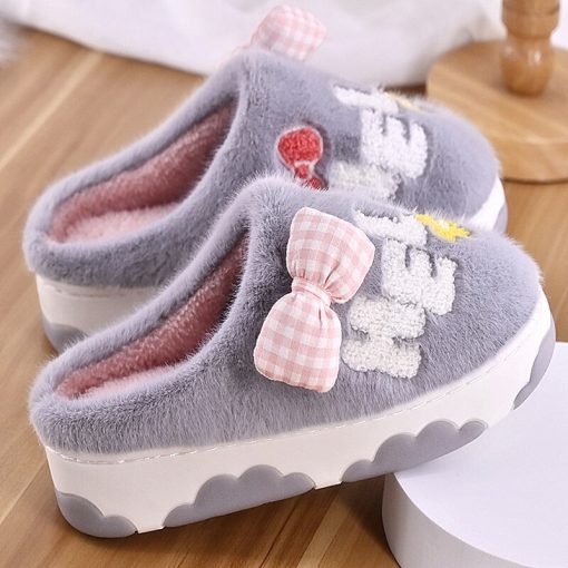 variant image22022 New Cotton Slippers Women Winter Thick Bottom Cute Baotou Drag Household Indoor Warm Wool Slippers