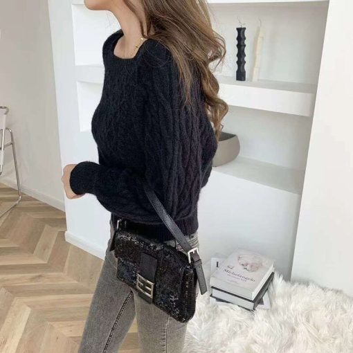 variant image2Casual Knitted Sweater Women Pullover 2022 Autumn Winter Soft Thick Warm Wool Jumper Female All Match