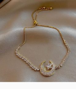 variant image2Elegant Inlaid Rhinestone Korean Bracelets Gold Colour Flower Charm Bracelet For Women Fashion Jewelry Accessories Party