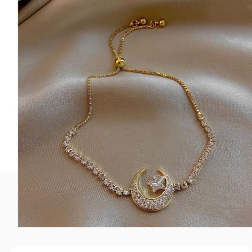 variant image2Elegant Inlaid Rhinestone Korean Bracelets Gold Colour Flower Charm Bracelet For Women Fashion Jewelry Accessories Party