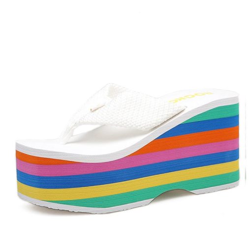 variant image2Women Flip Flops Beach Shoes Wedge Sandals Super High 10CM Heels Casual Peep Toe Platform Slippers