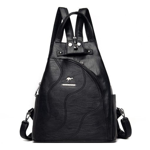 variant image32022 Designer Women Leather Backpack Patchwork Soft Multi Function Small Backpack Female Ladies Shoulder Bag Girl