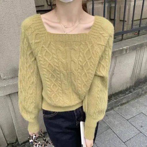 variant image3Casual Knitted Sweater Women Pullover 2022 Autumn Winter Soft Thick Warm Wool Jumper Female All Match