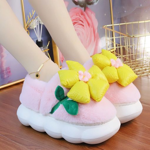variant image3Cotton Slippers Women s Autumn And Winter Wear Cute And Sweet Indoor Home Thick soled Bag