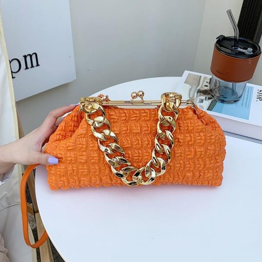 variant image3Luxury Designer Clip Crossbody Bags For Women 2022 Handbag Evening Clutches With Thick Chain Ladies Messenger