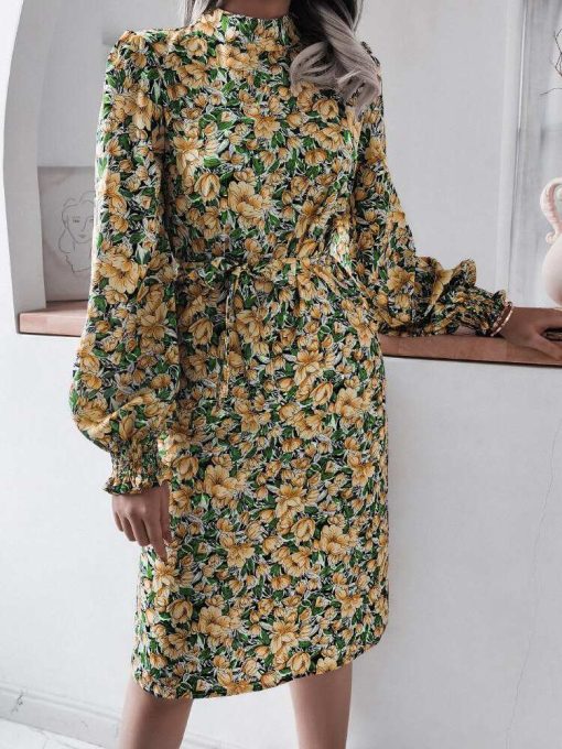 variant image3ZANZEA Elegant Leopard Print Sundress 2022 Women O Neck Long Puff Sleeve Party Dress Autumn Holiday