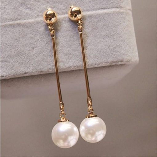 variant image42022 New Classic Elegant Imitation Pearl Dangle Earrings For Women Crystal Long Tassel Exquisite Drop Earring
