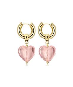 variant image4Kshmir 2021 Fashion vintage women light pink coloured glaze heart earrings transparent blue earrings girl jewelry