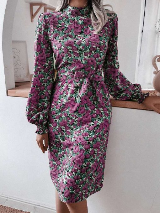 variant image4ZANZEA Elegant Leopard Print Sundress 2022 Women O Neck Long Puff Sleeve Party Dress Autumn Holiday