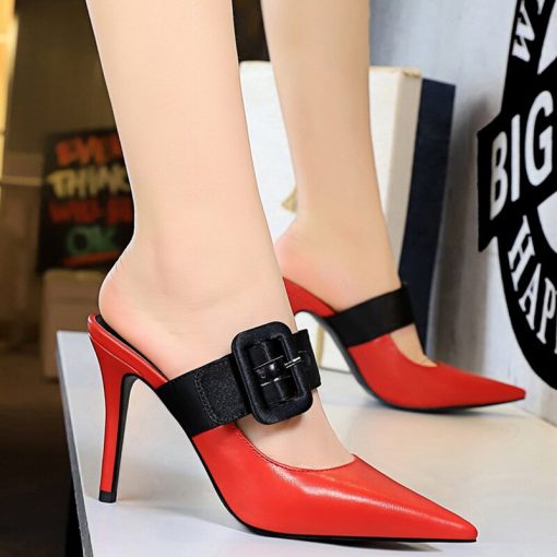 variant image5BIGTREE Shoes White Women Pumps Belt Buckle High Heels Pointed Toe Stiletto Women Heels Pu Leather