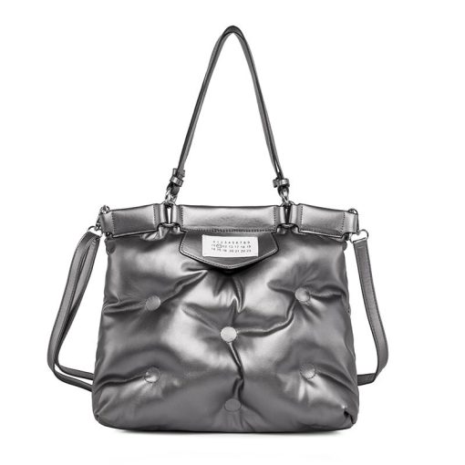 variant image5New 2023 Fashion Women Handbag Space Cotton Soft Casual Bags Patent Feather Down Shoulder Bag Women