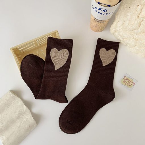 variant image5Socks female ins tide all match simple love spring autumn cotton socks Korean version of the