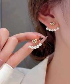 variant image6French Light Luxury Pink Tulip Flower Pearl Stud Earrings For Women Korean Zircon Exquisite Earring Party