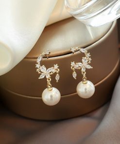 variant image82022 New Classic Elegant Imitation Pearl Dangle Earrings For Women Crystal Long Tassel Exquisite Drop Earring