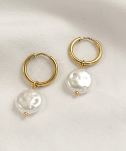 variant image9Bohemian Handmade Natural Stone Beads Hoop Earrings for Women Golden Color Stainless Steel Circle Huggie Hoops