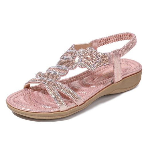 6B3eBEYARNE Fashion casual sandals women flat wedges party diamonds gladiator summer shoes girls low heels Sandalias