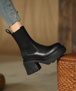 Chelsea Women s Boots Round Toe Mixed Color Mid Heel Slip on Short Ladies Gumboots Fashion.jpg 640x640 1