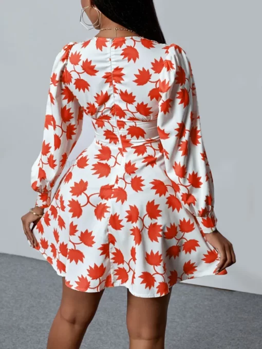 LW Sweet 2022 Fashion Dress Deep V Neck Floral Print Mini A Line Cleavage Women Clothings.jpeg 1
