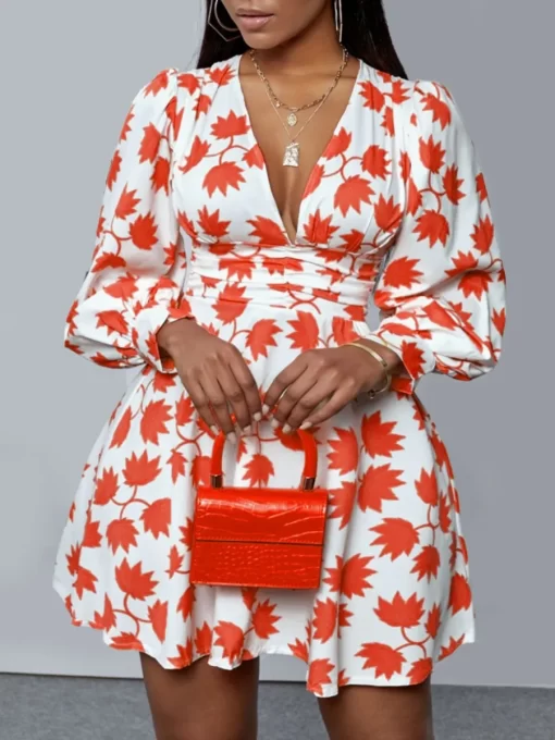LW Sweet 2022 Fashion Dress Deep V Neck Floral Print Mini A Line Cleavage Women Clothings.jpeg