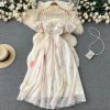 Off the Shoulder Sexy Strap Dress Summer Strapless Corset Maxi Sundress Ladies Backless Bow Sweet Print Long Dress