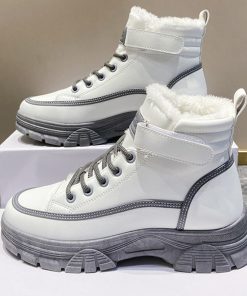 TdOQFashion Women Warm Shoes Platform Plush Ankle Boots Woman Round Toe Shoes Casual Flats Snow Boots