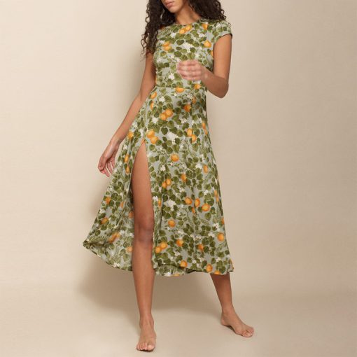 Women Dresses Summer 2021 O Neck Short Cap Sleeve Vintage Elegant Print Chiffon Midi Dress With.jpg 640x640 1