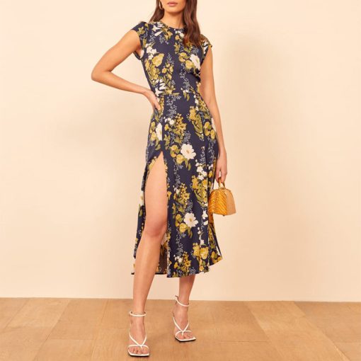 Women Dresses Summer 2021 O Neck Short Cap Sleeve Vintage Elegant Print Chiffon Midi Dress With.jpg 640x640 2