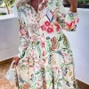 Women Fashion Turndown Collar Button Long Dress Elegant Flower Printed Shirts Dress Spring Summer Casual Long.jpg Q90.jpg