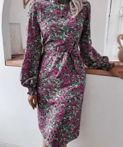 ZANZEA Elegant Leopard Print Sundress 2023 Women O Neck Long Puff Sleeve Party Dress Autumn Holiday.jpg 4