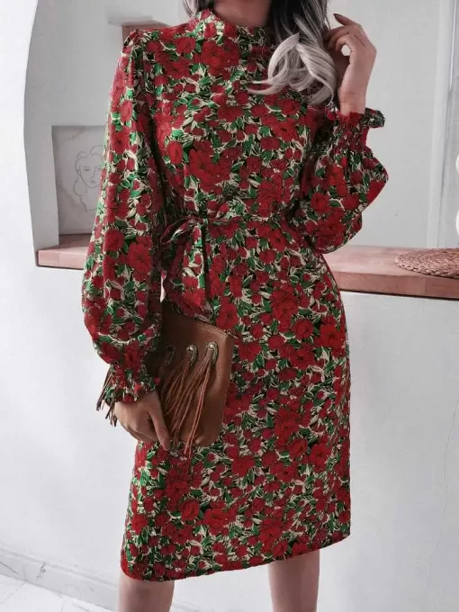 ZANZEA Elegant Leopard Print Sundress 2023 Women O Neck Long Puff Sleeve Party Dress Autumn Holiday.jpg 5