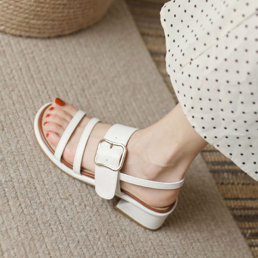 fd9UChunky Heels Women Summer Sandals Casual Women s Shoes Heels Square Toe Fashion Comfortable Sandals Female