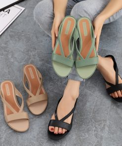 main image02022 NEW Low Heel Sandals Thick Soled Female Wedge Outdoor Sandals Casual Slippers for Women Summer