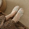 main image02022 Summer Women Sandals Braided Round Toe Flat Heel Shallow Mouth Females Pumps Fashion High Quality